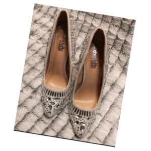 Charlotte Russe Elsa Stiletto Wm 6b Silver Diamond Statement 4" Heels